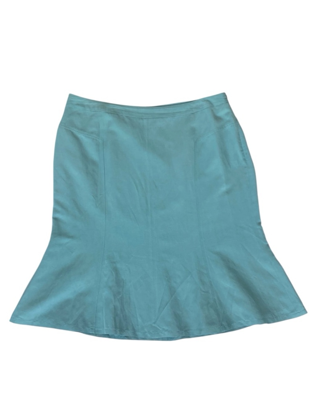 Jones New York Silk & Linen Blend Godet Flared Hem, Coquette Skirt Teal Sz 16W